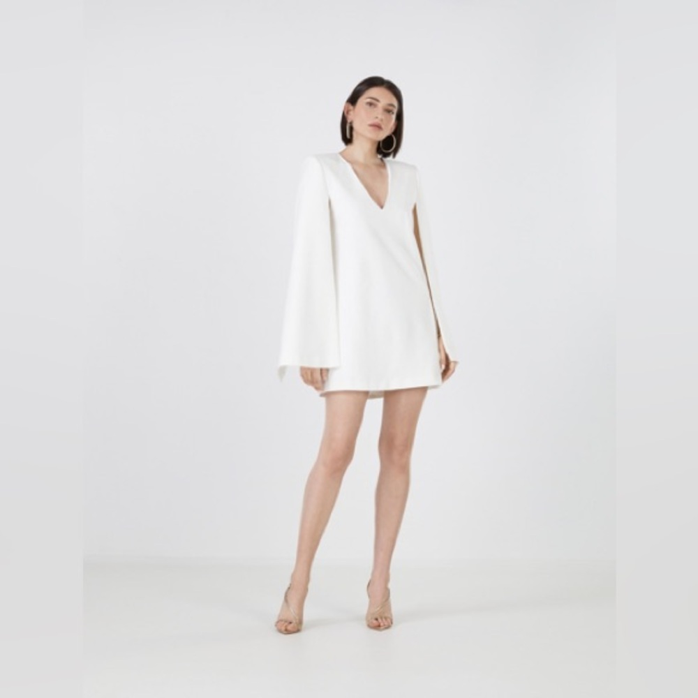 BCBG Max Azria Nicolo Cape Sleeve Dress In Gardenia, XXS